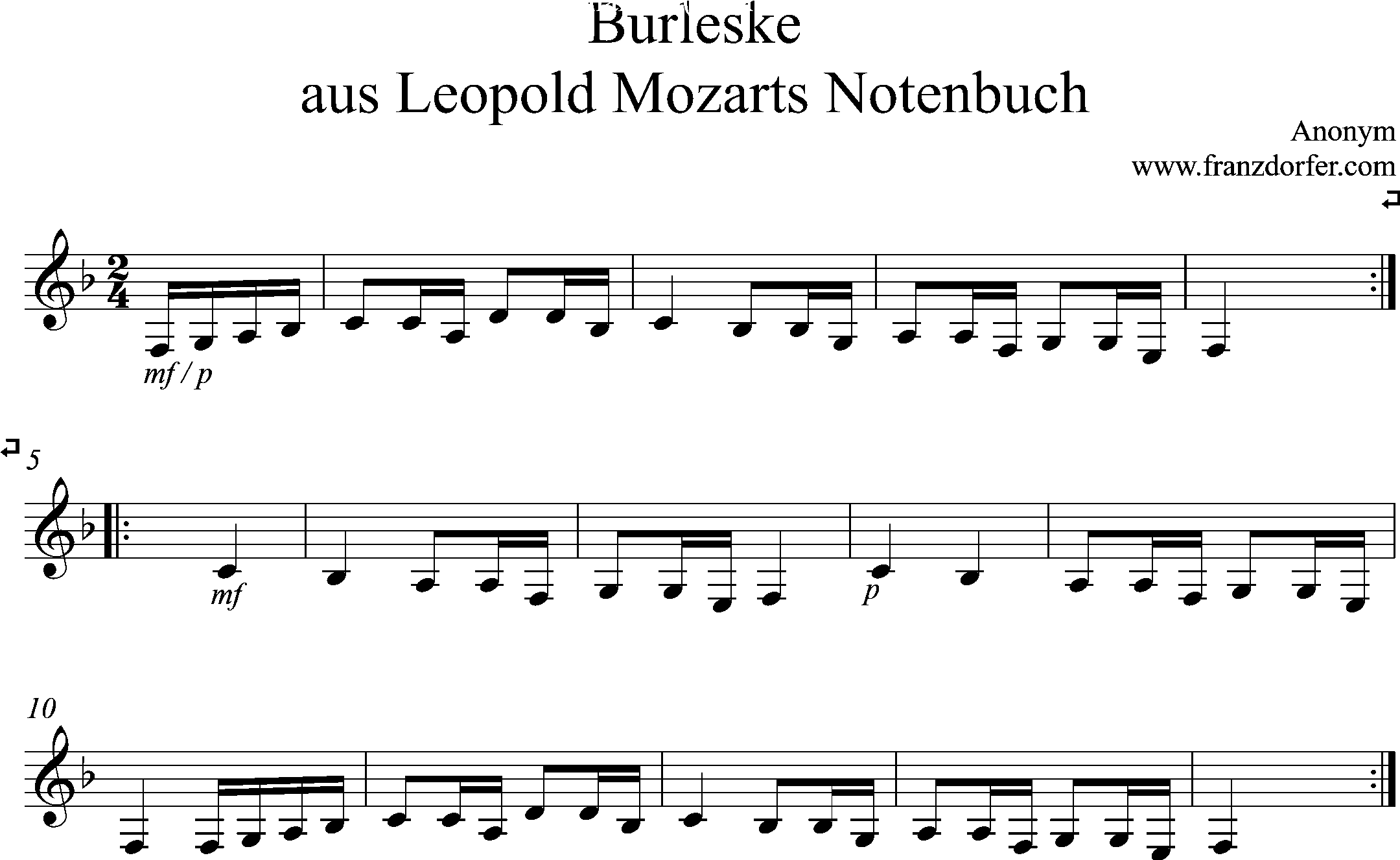 clarinet sheet, burleske, F-Major